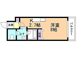 東洋ハイツA 1Kの間取図画像