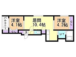 スズコート元町 2LDKの間取図画像