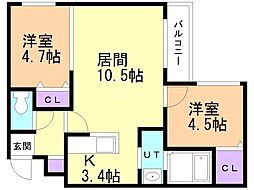シティプレミア環状通東 2LDKの間取図画像