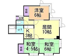 フロスティ東苗穂C 3LDKの間取図画像