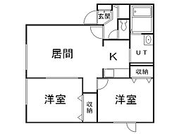 セジュール元町 2LDKの間取図画像