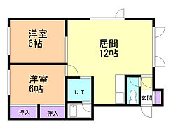サンライズ33 2LDKの間取図画像