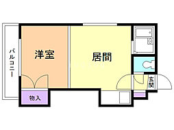 ブルーベル北17 1DKの間取図画像