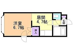 プレサント北8条B 1DKの間取図画像
