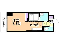 アルファスクエア北15条 1Kの間取図画像