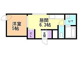 ル・レーブ 1DKの間取図画像