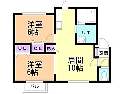 リベルテ 2LDKの間取図画像