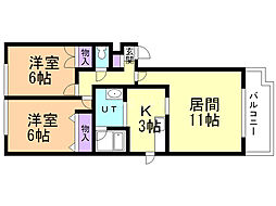 デュクラージュ 2LDKの間取図画像
