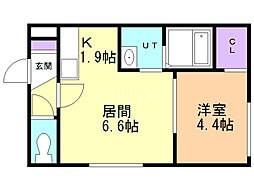 クレール 1LDKの間取図画像