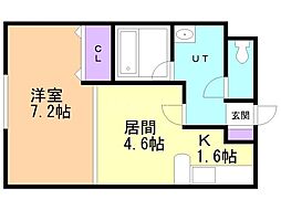 コスモ美香保 1DKの間取図画像