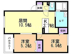 スリールエリテ 2LDKの間取図画像