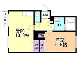 太洋マンション2 1LDKの間取図画像