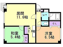 サン・ドエルA・B 2LDKの間取図画像