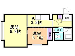 藤井ビル北11条 1LDKの間取図画像