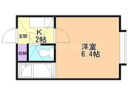 アップルハウス北42条2 1Kの間取図画像
