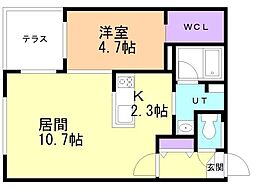 ゼスティN32 1LDKの間取図画像