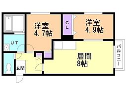 メゾンド桜 2LDKの間取図画像