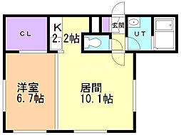 ブラン本町 1LDKの間取図画像