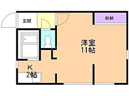 エスペラント 1Kの間取図画像