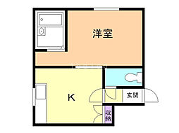 ルーベデンス環状東 1DKの間取図画像