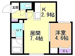LINK N19 1LDKの間取図画像