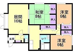ニューカースル25 3LDKの間取図画像