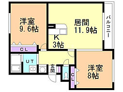 メゾンド・ソレイユ5 2LDKの間取図画像
