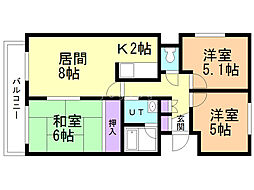 藤枝ハイツ 3LDKの間取図画像