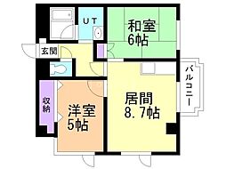 田房ビル 2LDKの間取図画像