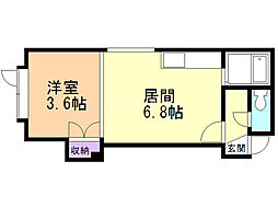 アーバンコート元町7 1DKの間取図画像