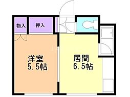 サニープレイス北21A 1DKの間取図画像