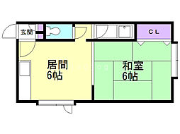 朝日プラザ 1DKの間取図画像
