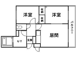パープルサイド 2LDKの間取図画像