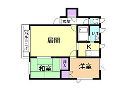 グレーハウス多田 2LDKの間取図画像