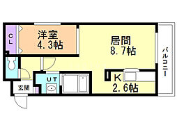サンフラワーN14 1LDKの間取図画像