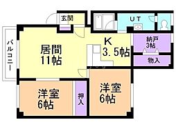 コーユー元町 2SLDKの間取図画像