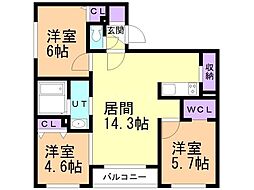 Lien北12(リアン) 3LDKの間取図画像