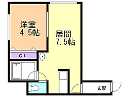 ルクリア4・7 1LDKの間取図画像