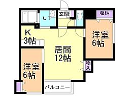 リエタメンテN16 2LDKの間取図画像