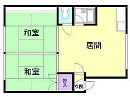 サニーハイツB 2LDKの間取図画像