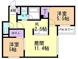 シティプラザN23 2LDKの間取図画像
