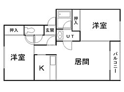 グランドールN34A棟 2LDKの間取図画像