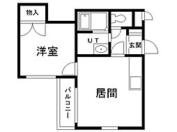 ヴィラスピカ 1LDKの間取図画像