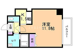 カンナスプレイド 1Kの間取図画像