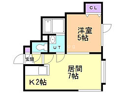 ヴェルソー 1LDKの間取図画像
