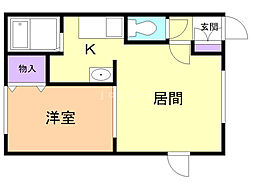 バリュー・カーサ坂井 1LDKの間取図画像