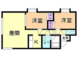 瀬比亜館太平 2LDKの間取図画像
