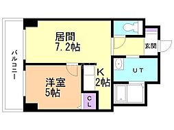 エアリー元町 1LDKの間取図画像