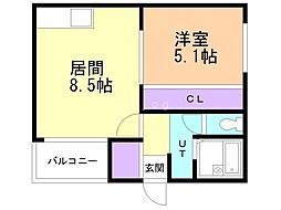 コートモンターニュ 1LDKの間取図画像