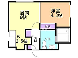 タカライーストヒルズ 1LDKの間取図画像